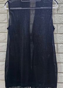 Black Sheer Vest with Floral Detail