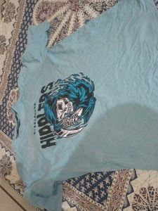 Light Blue Grim Reaper Graphic T-Shirt