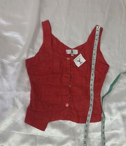 IMPORTED Button-Up Linen Sleeveless TOP