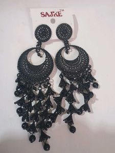 Statement Black Oxidised Earrings