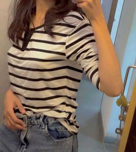 Striped V-Neck Tee