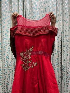 A red colour Ball gown