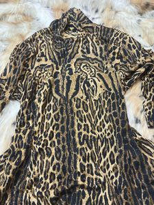 RARE Y2K Vintage Animal Print Mock Neck Top