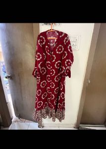 Maroon Printed Maxi Dress
