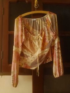 Bohemian Print Tie-Front Blouse