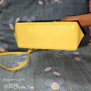 Bright Yellow Textured Shoulder Bag