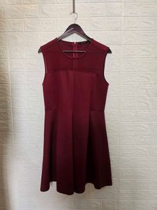 Van Heusen Chic Maroon Fit and Flare Dress