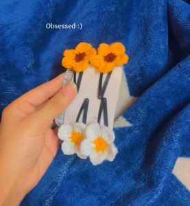 Cute Crochet Flower Hair Clips Set