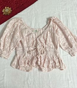Crochet Peach Color Crop Top