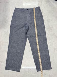 Uniqlo Casual Grey Linen Blend Trousers