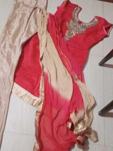 Red Embellished Kurta