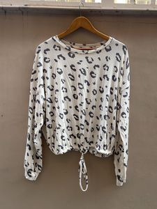 Leopard Print Drawstring Top