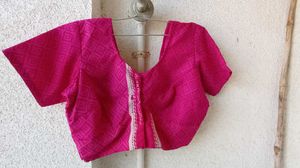 Vibrant Pink Geometric Print Blouse