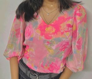 pink Floral Crop Top