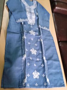 Blue Embroidered Kurta with Pants Set