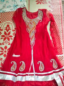 Stunning Red Embellished Kurta Set