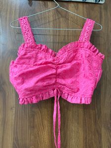 Vibrant Pink Ruffled Blouse