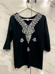 Embroidered Black short kurti