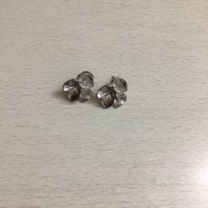 Silver Leaf Design Stud Earrings