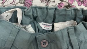 Casual Teal Green Pants adjustable waist