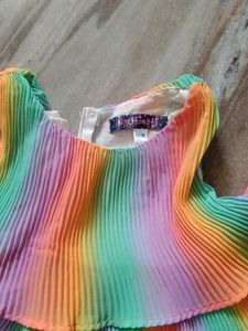 Rainbow Crushed Frock For Kids