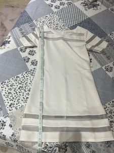 Chic Sheer Stripe Short Sleeve Top Size M