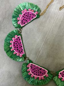 Watermelon Slice Beaded Necklace
