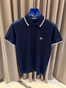 FRED PERRY Navy Blue Polo Shirt with White Stripes