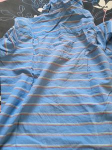 Blue Striped Hooded T-Shirt