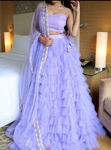 Elegant Lavender Ruffle Lehenga