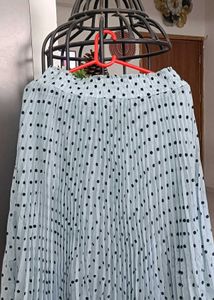 Pleated Polka Dot Midi Skirt