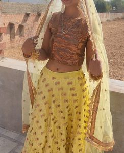 Yellow Lehenga With Stitched Blouse And Dupta