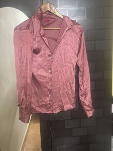 Satin Button-Up Shirt