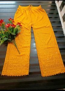 Yellow Chikankari Palazzo Pants