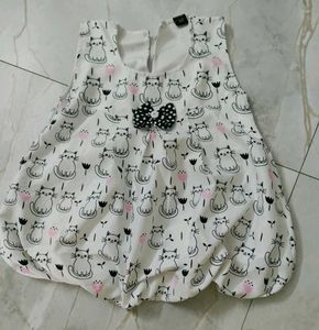 Cute Cat Print Dress &amp; Black Top Set