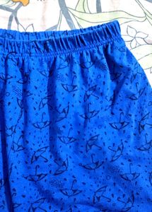 Blue Shorts with Umbrella Print