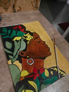 Framed African Woman Portrait Painting