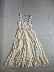 Cream Smocked Tiered Sundress