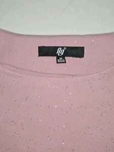 Mauve Shimmer Top with Laser-Cut Floral Slee