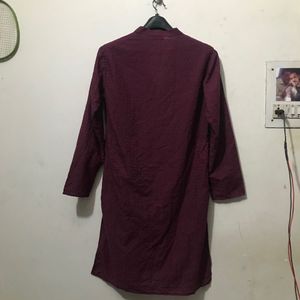 Maroon Textured Kurta