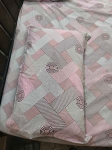 Cotton Pink Double Bedsheet with pillow covers