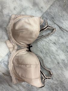 Lace Trim satin Padded Bra
