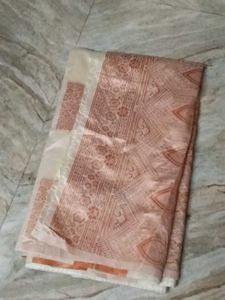 Elegant Cream & Rose Gold Saree