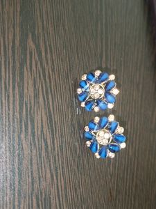 2 In 1 Designer Blue Stone Ear Rings