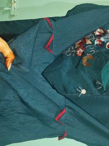 Elegant Teal Embroidered Gown