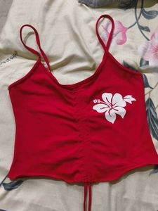 Chic Red Floral Camisole Top