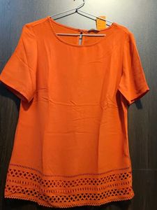 Bright Orange Cutwork Top