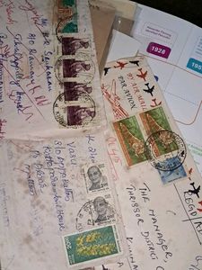 3 VINTAGE INDIAN ENVELOPES WITH STAMPS