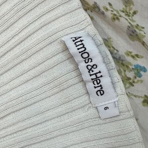 White Ribbed Knit Top