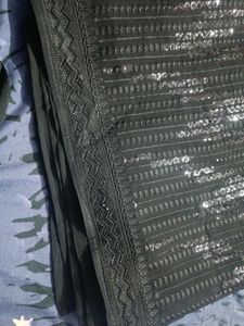 New Black Sequence saree with attached blouse piec
